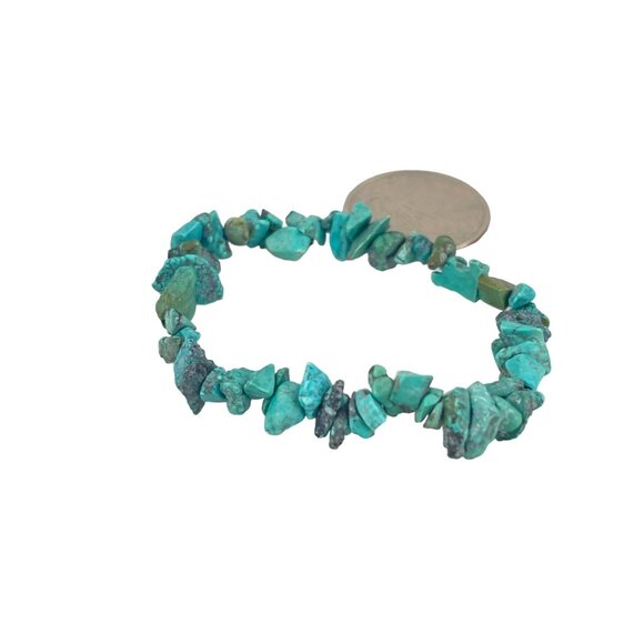 Turquoise Chip Stone Stretch Bracelet Natural Gemstone Beads Bohemian Jewelry Fo - Picture 6 of 6